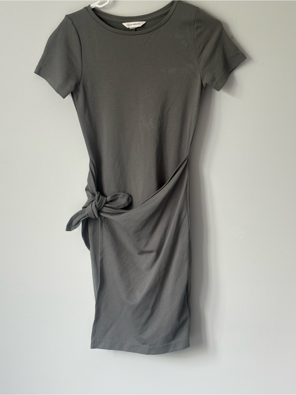 Club Monaco Gray Short Sleeve Tie-Waist Midi Dress
